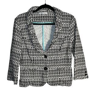 Cabi Black White Dot Print Two Button Blazer Jacket Size 8